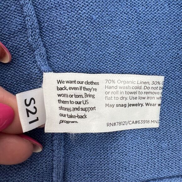 Eileen Fisher Size XS Cardigan Sweater Linen Cotton Blend Open Front Relax Fit - Picture 8 of 11